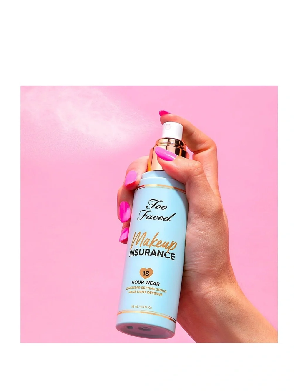 Too Faced Makeup Insurance Longwear Setting Spray & blue light defense NIB